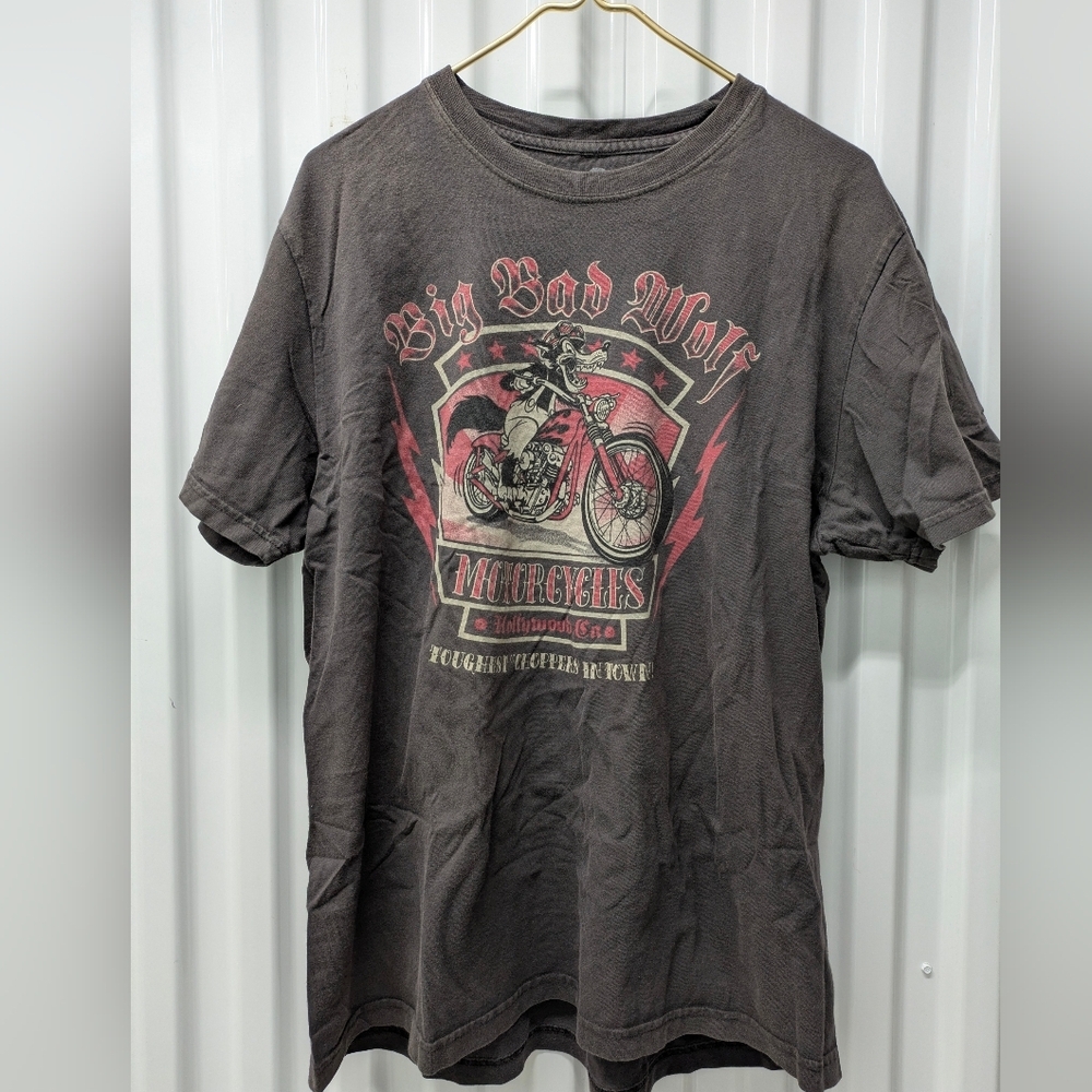 Lucky Brand Big Bad Wolf Motorcycle Tee - Gray and Red - Picture 2 of 5